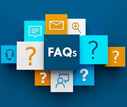 FAQs and question marks in squares 
