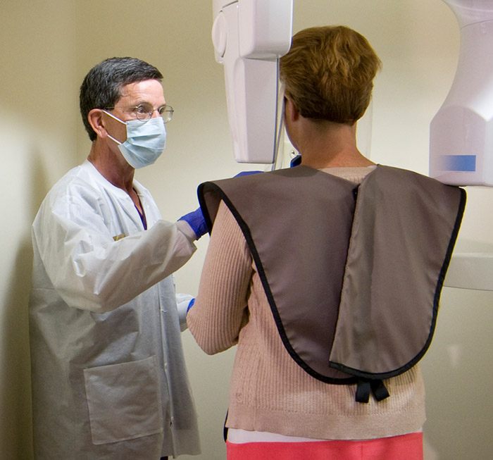 Patient receiving 3D cone beam scan