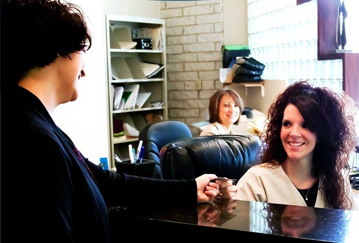 Team member greeting patient