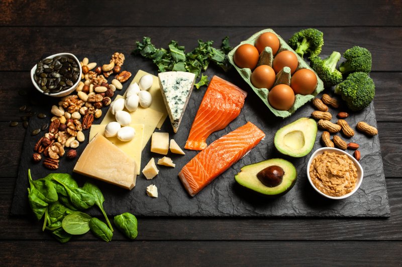 Display of Keto diet food ingredients